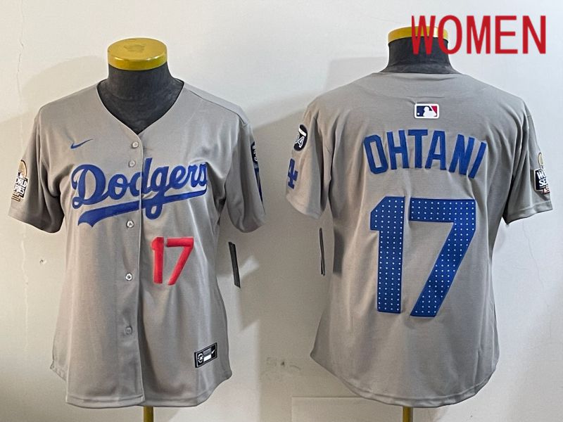 Women Los Angeles Dodgers #17 Ohtani Grey Game 2024 Nike MLB Jersey style 12052->women mlb jersey->Women Jersey